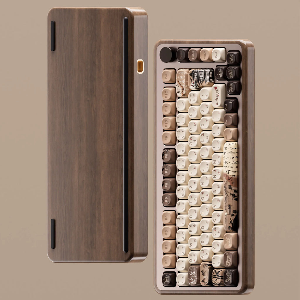 Akko MU02 75% Mountain Seclusion Wooden Mechanical Gaming Keyboard VIA ISO DE/UK RGB Hot Swap BT5.0/2.4G Wireless &Type-C Wired