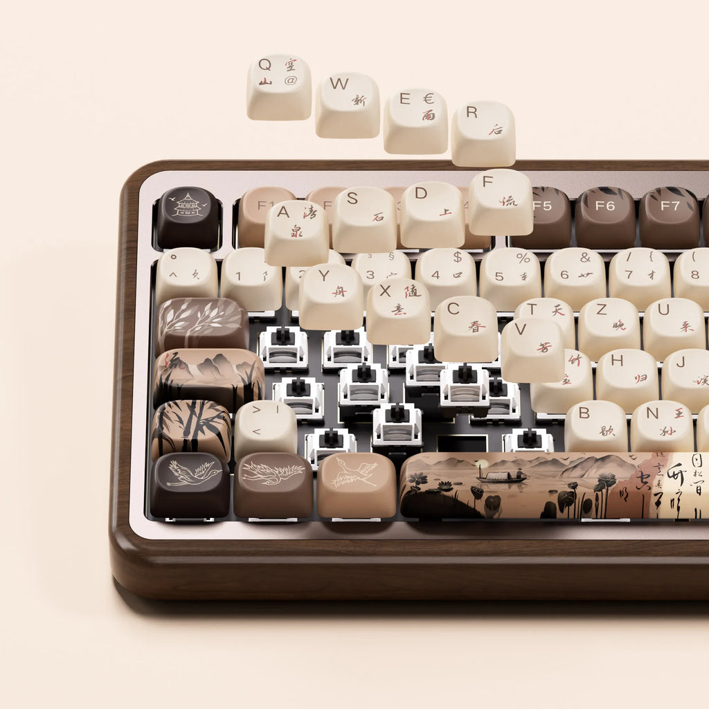 Akko MU02 75% Mountain Seclusion Wooden Mechanical Gaming Keyboard VIA ISO DE/UK RGB Hot Swap BT5.0/2.4G Wireless &Type-C Wired