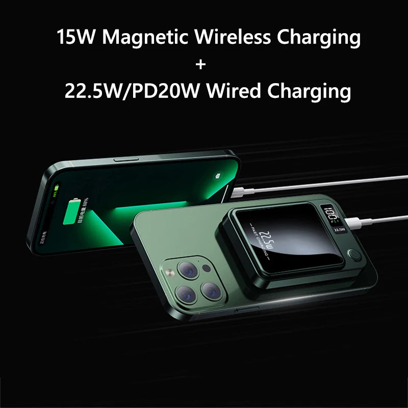 20000mAh Magnetic Power Bank PD20W Fast Charging Magsafe Powerbank Wireless Charger External Battery for iPhone 16 15 14 13  pro