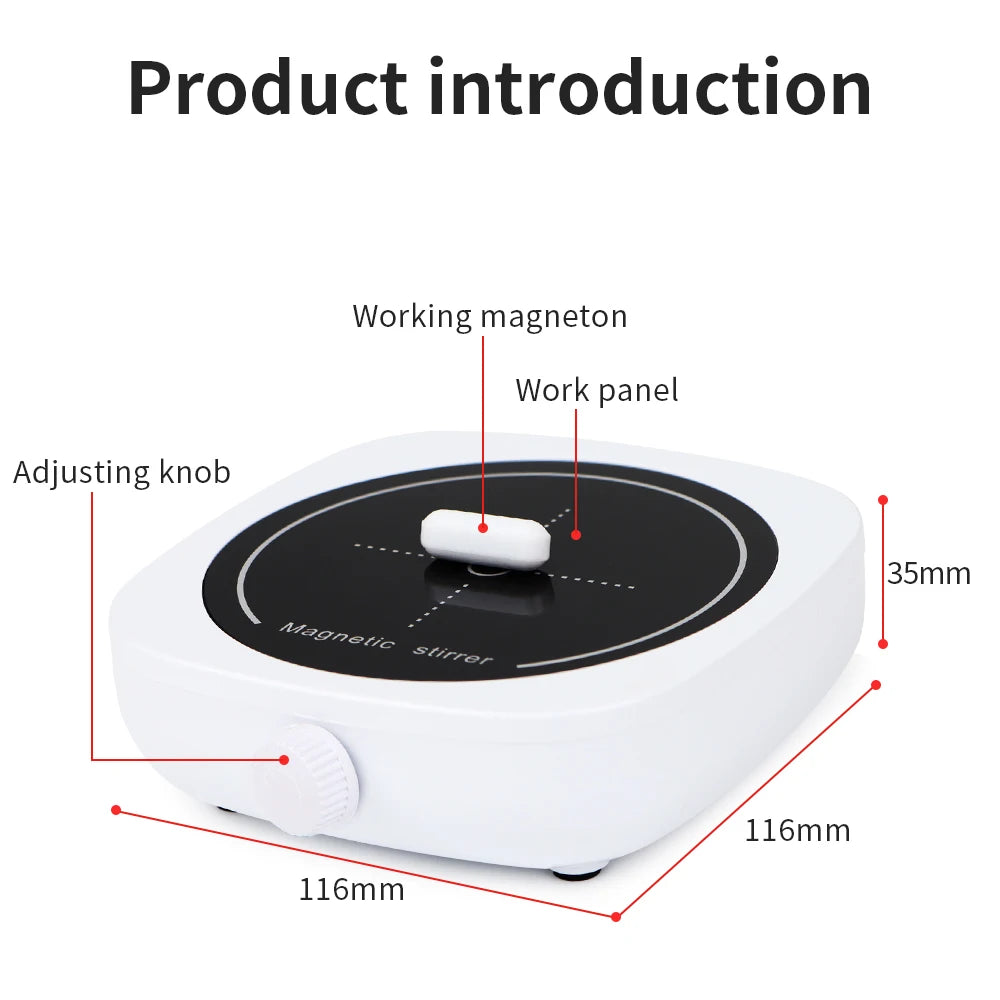 1L Magnetic Stirrer Mini Lab Stir Mixer Portable Stirrer Plate with Stir Bar for Laboratory 600-4000RPM Mixing Panel EU Plug