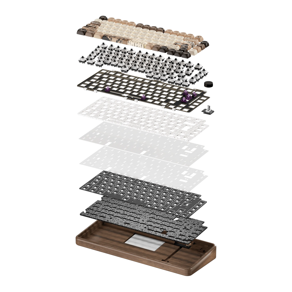 Akko MU02 75% Mountain Seclusion Wooden Mechanical Gaming Keyboard VIA ISO DE/UK RGB Hot Swap BT5.0/2.4G Wireless &Type-C Wired