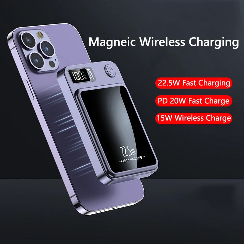 20000mAh Magnetic Power Bank PD20W Fast Charging Magsafe Powerbank Wireless Charger External Battery for iPhone 16 15 14 13  pro