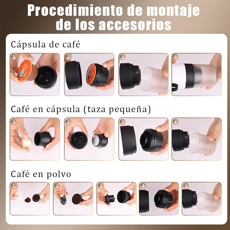 Portable Electric Capsule Coffee Maker Espresso Pot Cordless Heating Pump Press Coffee Maker Travel and Car 3 in 1 Coffee Pot