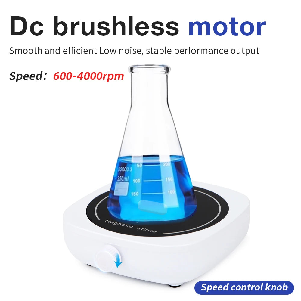 1L Magnetic Stirrer Mini Lab Stir Mixer Portable Stirrer Plate with Stir Bar for Laboratory 600-4000RPM Mixing Panel EU Plug